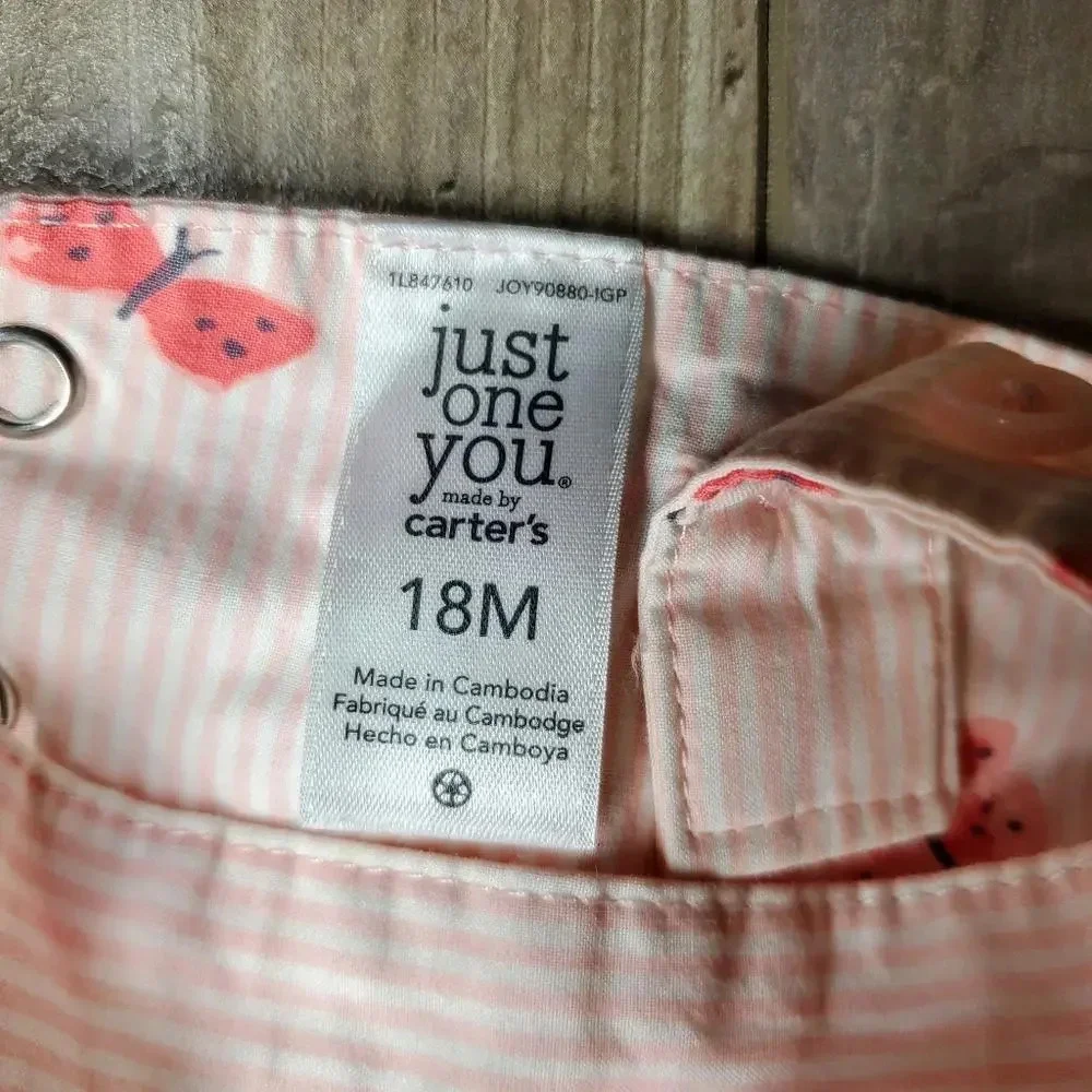 Just One You by Carter's Pink and White Striped Butterfly Dress Baby Girl 18m